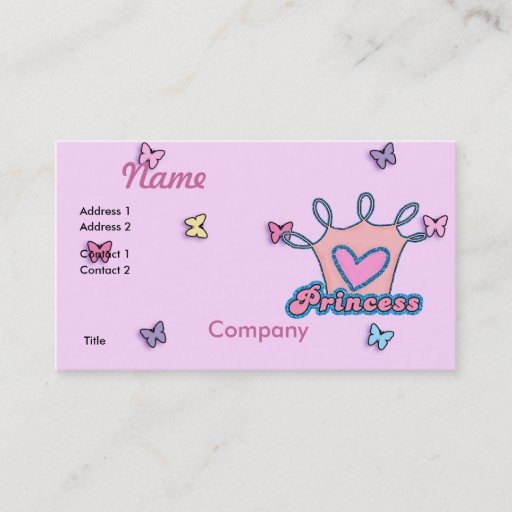 Customizable Glitter Princess Design Business Card