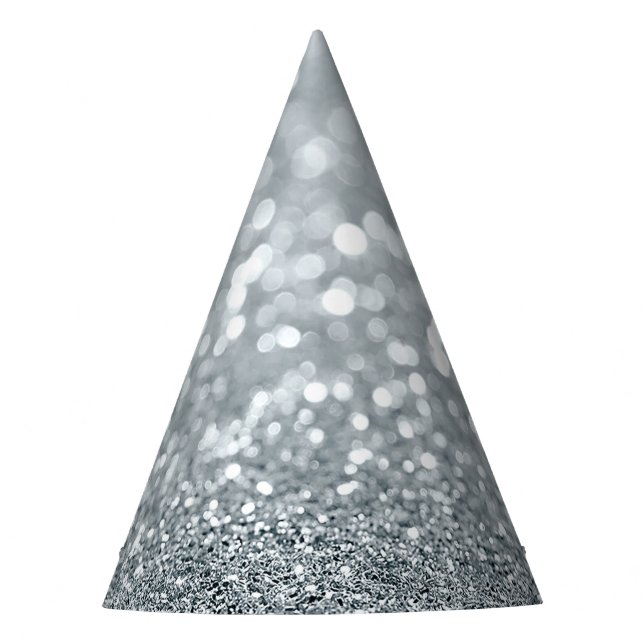 Glitter Princess Silver Sparkle Glamour  Party Hat (Front)