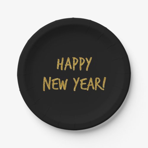 Glitter Print New Years Eve Paper Plates