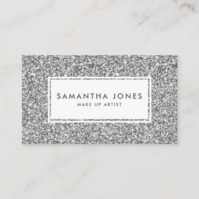 Glitter Print Pretty Feminine Business Cards (Front)