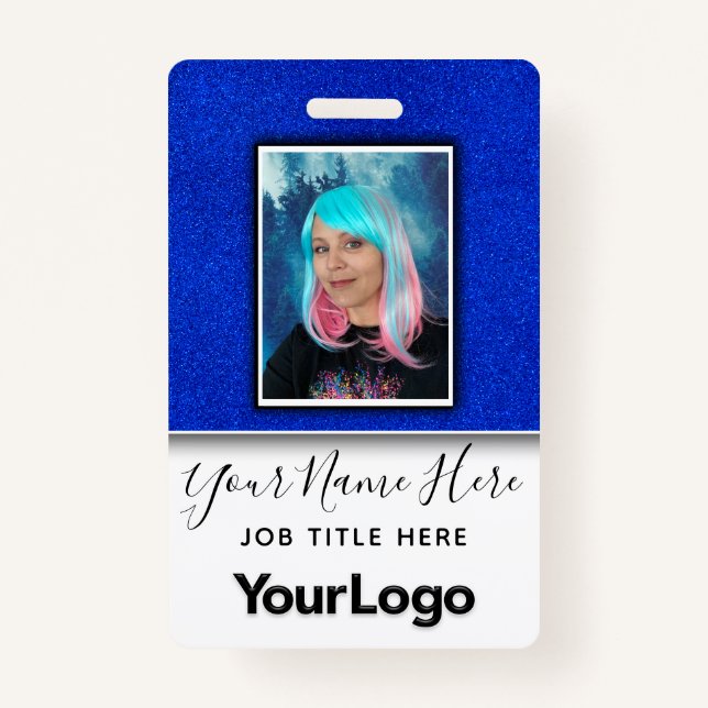 Glitter Professional Corporate Employee Photo Name Badge (Front)