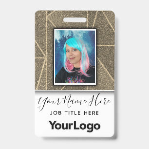 Glitter Professional Corporate Employee Photo Name Badge