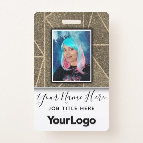 Glitter Professional Corporate Employee Photo Name Badge