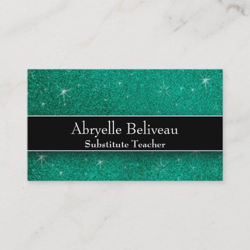 Glitter Professional Substitute Preschool Teachers Business Card