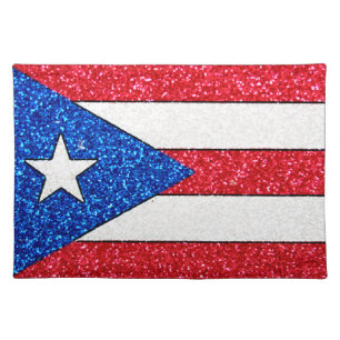 Glitter Puerto Rico flag placemat