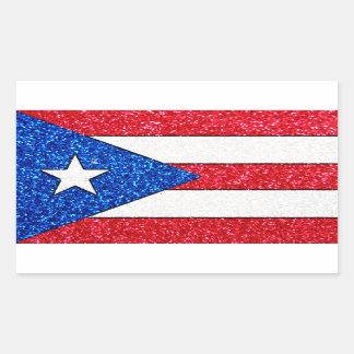 Glitter Puerto Rico flag rectangle stickers
