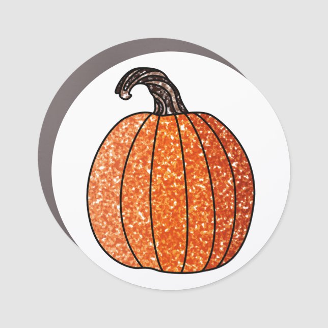 Glitter Pumpkin Car Magnet (Front)