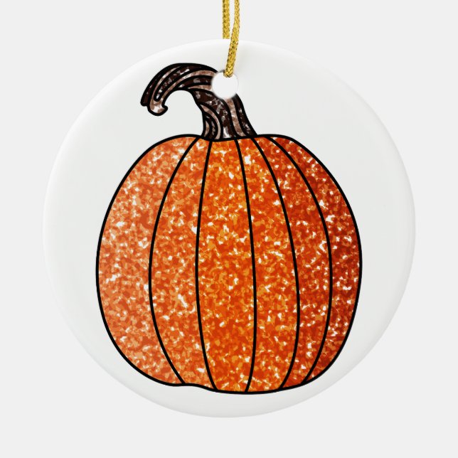 Glitter Pumpkin Ceramic Ornament (Front)