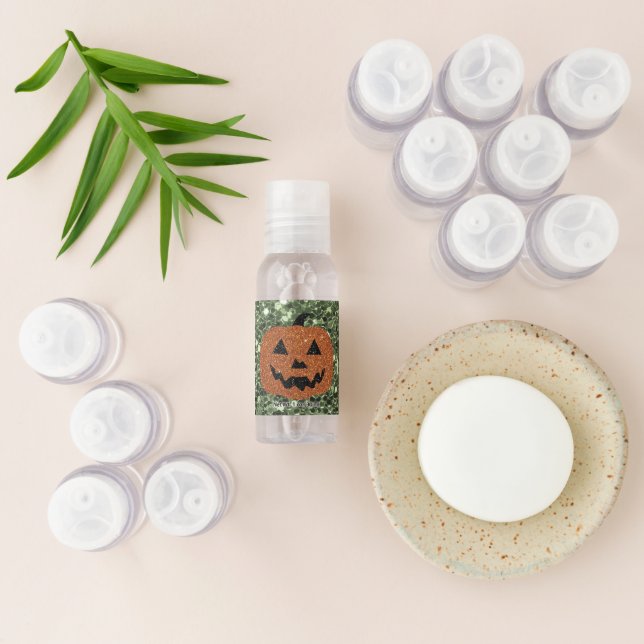Glitter Pumpkin Travel Bottle Set Hand Sanitizer (Laydown)