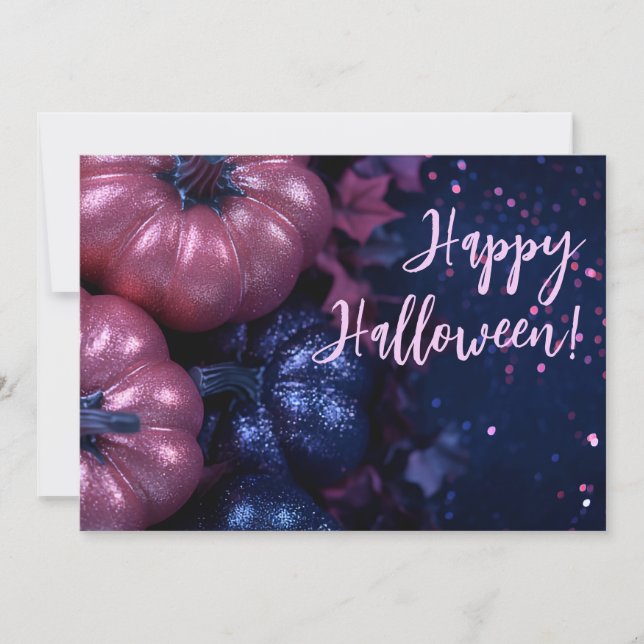 Glitter Pumpkins Halloween Greeting Card (Front)
