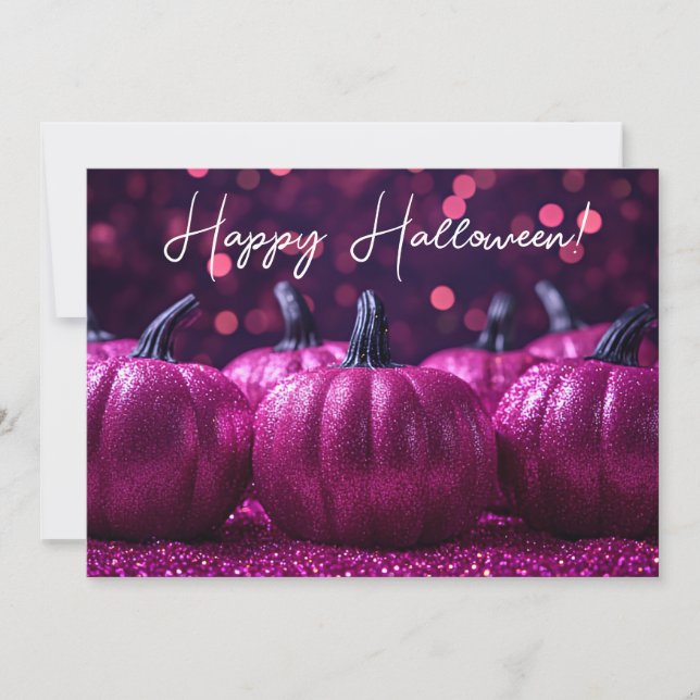 Glitter Pumpkins Halloween Greeting Card (Front)