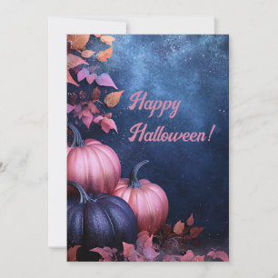 Glitter Pumpkins Halloween Greeting Card