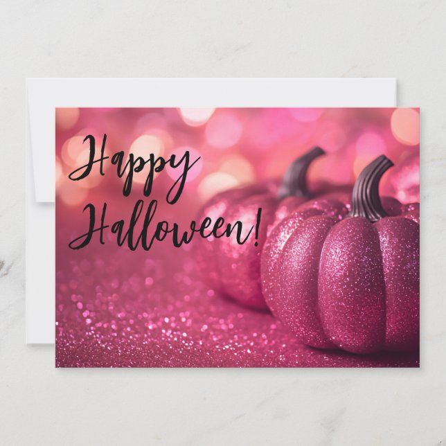 Glitter Pumpkins Halloween Greeting Card (Front)