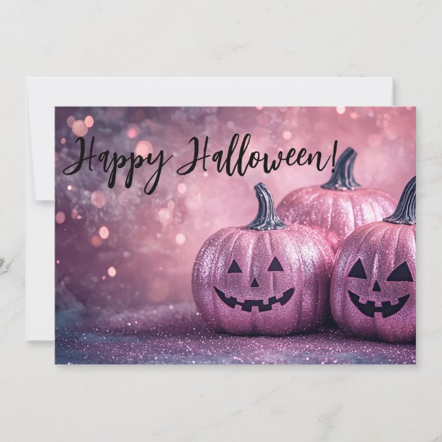 Glitter Pumpkins Halloween Greeting Card (Front)