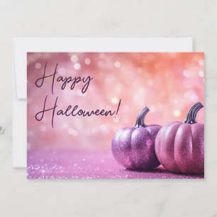 Glitter Pumpkins Halloween Greeting Card