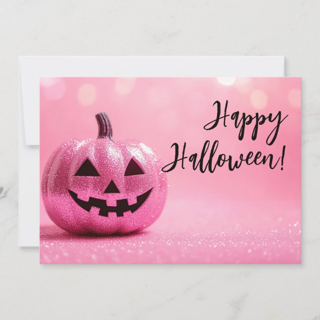 Glitter Pumpkins Halloween Greeting Card (Front)