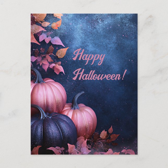 Glitter Pumpkins Halloween Greeting Card (Front)