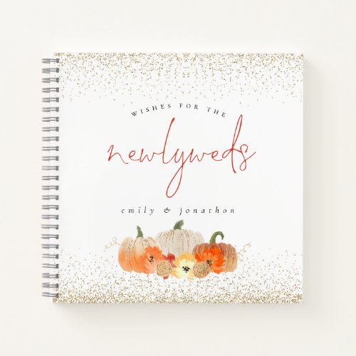 Glitter Pumpkins Wishes for Newlyweds Guest Book