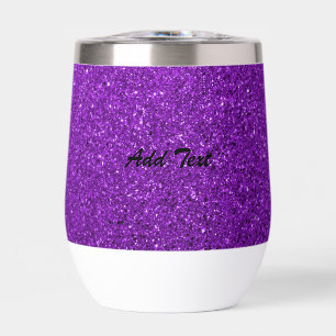 Glitter Purple Add Text Thermal Wine Tumbler