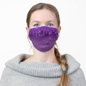 Glitter Purple Amethyst Drip Monogrammed Script Adult Cloth Face Mask (Worn)