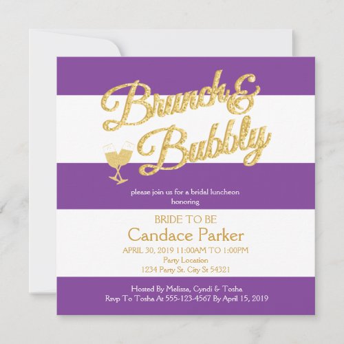 Glitter Purple Bridal Shower Invitations