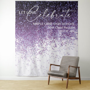 Glitter Purple Confetti Class Reunion Backdrop