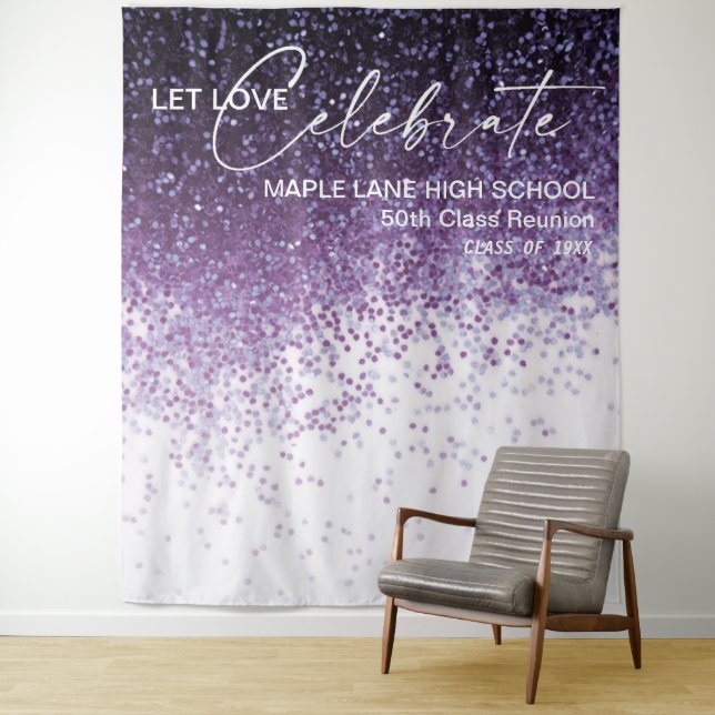 Glitter Purple Confetti Class Reunion Backdrop  (In Situ)