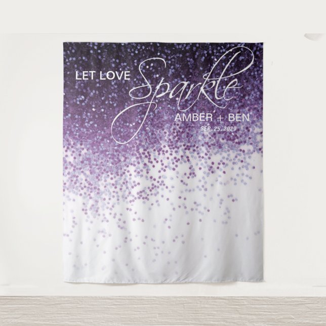 Glitter Purple Confetti Wedding Backdrop Reception (Front)