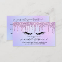 Glitter Purple Eyelash Extension Appointment Busin Business Card