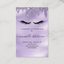 Glitter Purple Eyelash Extension Client Record Business Card