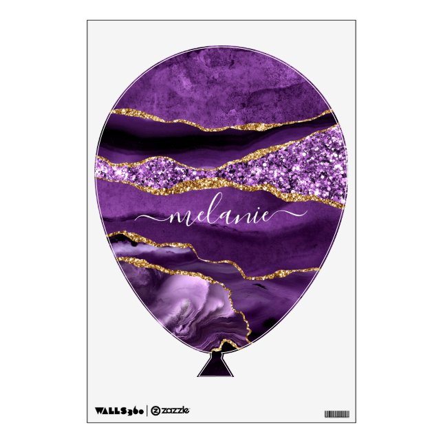 Glitter Purple Gold Custom Name Wall Decals (Front)