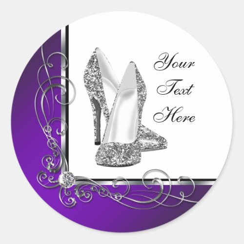 Glitter Purple High Heel Shoe Stickers