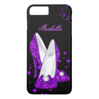 Glitter Purple High Heels Black iPhone 8 Plus/7 Plus Case