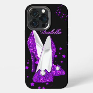Glitter Purple High Heels Black iPhone 13 Pro Case