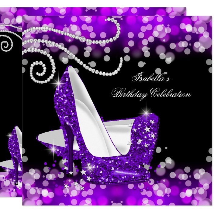 purple glitter high heels
