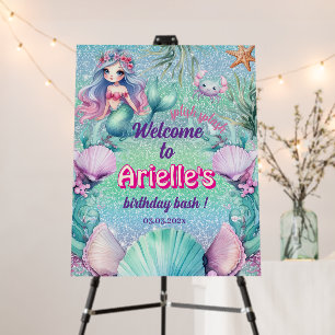 Glitter Purple Mermaid birthday  Foam Board