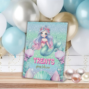 Glitter Purple Mermaid birthday Treats Pedestal Sign