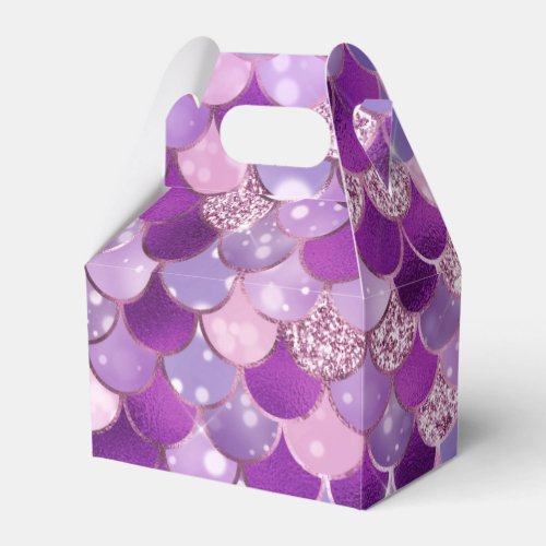 Glitter Purple Mermaid Pattern Sparkle Favor Boxes
