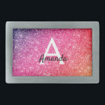 Glitter Purple Pink Colorful Sparkles Name Initial Belt Buckle<br><div class="desc">Glitter Belt Buckle with purple pink sparkle | Use personalize this template option to change the text | Use CUSTOMIZE FURTHER option to change the text style and color if required. If you don't need text,  delete it using personalize this template option.</div>