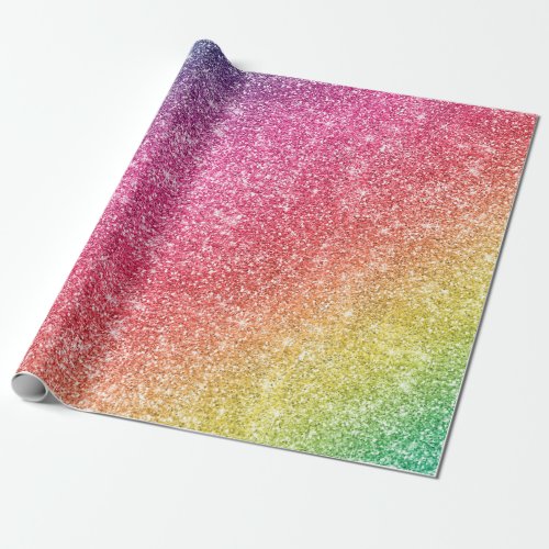 Glitter Purple Pink Yellow Colorful Rainbow Wrapping Paper