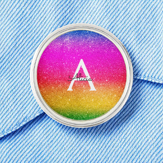 Glitter Purple Rainbow Yellow Green Sparkle Pride Lapel Pin