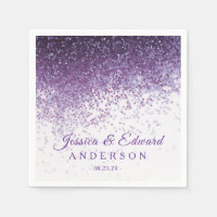 Glitter Purple & Silver Confetti Custom Paper
