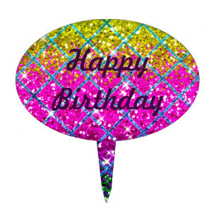 Glitter Purple Snakeskin Cake Topper