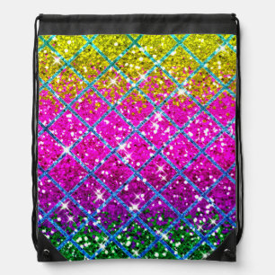 Glitter Purple Snakeskin Drawstring Bag