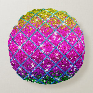 Glitter Purple Snakeskin Round Pillow