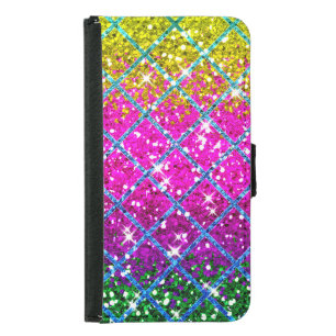 Glitter Purple Snakeskin Wallet Phone Case For Samsung Galaxy S5