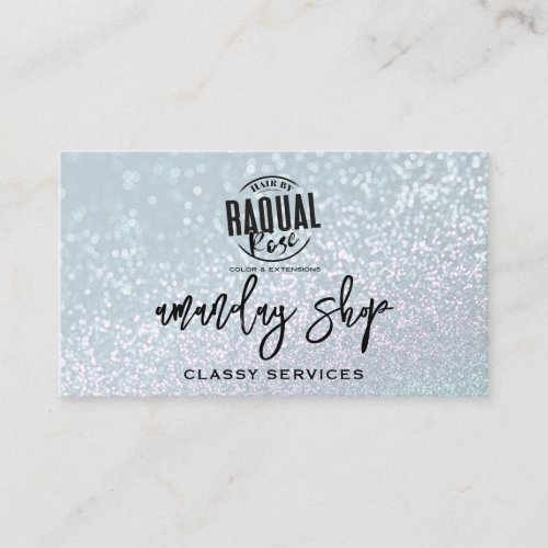 Glitter QR Code Logo Online Shop Aqua Water Business Card