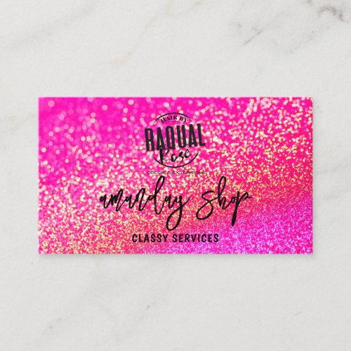Glitter QR Code Logo Online Shop Magic Pink Gold Business Card