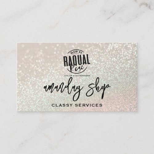 Glitter QR Code Logo Online Shop Pastel Business Card