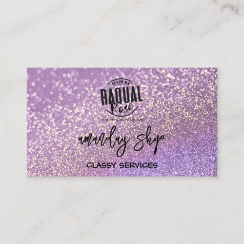 Glitter QR Code Logo Online Shop Purple Gold Business Card
